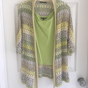 Nic+Zoe Crochet Trim Cardigan and Tank. Size MP